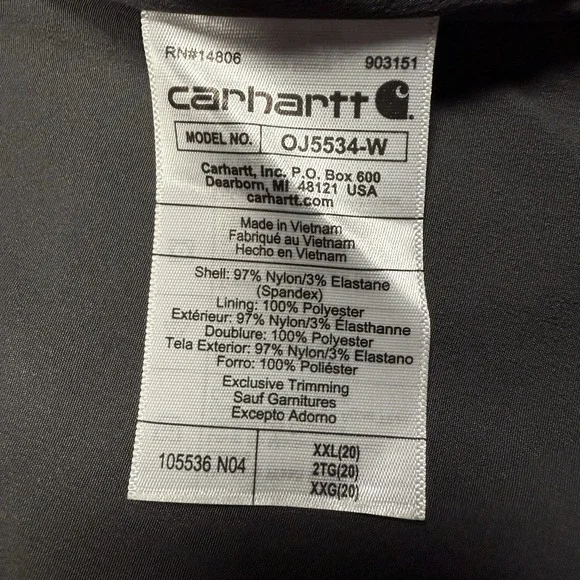 Carhartt Woman Super Dux Lightweight Softshell Jacket XXL OJ5534-W Rain Defender - Picture 6 of 11